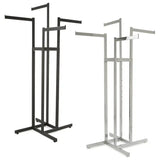 4-Way Garment Rack With Straight Arms-Rectangular Tubing Uprights