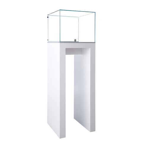 Contemporary Glass Pedestal Display with Locking Door
