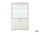 Sleek Glass Display Cabinet with Lights and Bottom Storage