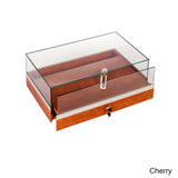 Stylish Glass Counter Display Case with Locking Pullout Deck