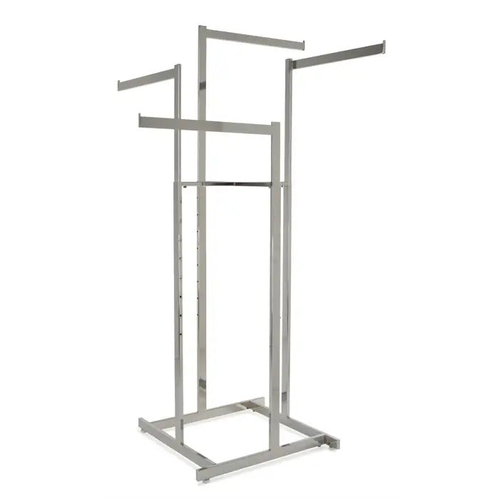 4-Way High Capacity Garment Rack With Straight Arms Rectangular Tubing ...
