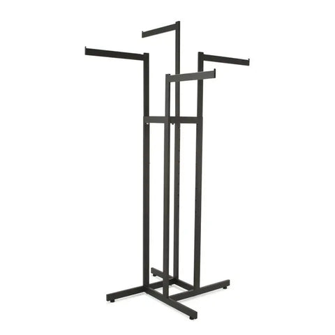 4-Way Garment Rack With Straight Arms-Rectangular Tubing Uprights