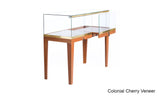 Refined Sit-Down Wood Counter Display Case with Tapered Legs