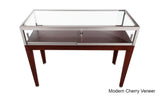 Refined Sit-Down Wood Counter Display Case with Tapered Legs